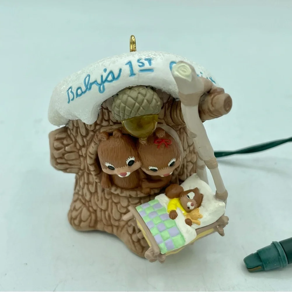 1994 Hallmark Baby’s First Christmas Ornament Lights Music Magic Squirrels - Picture 3 of 12